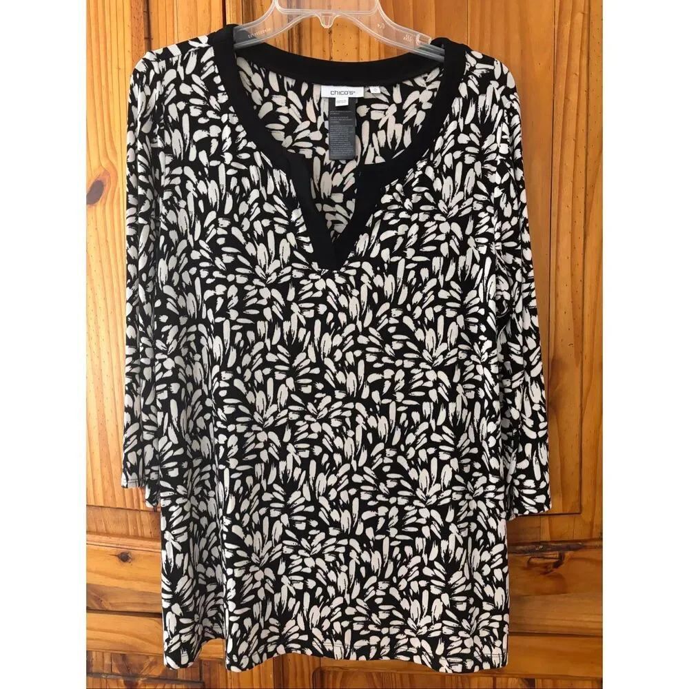 Chico’s Paint Brush Stroke Print Tunic Top